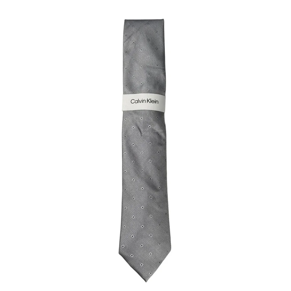 Calvin Klein‎ Tie Mens Light Grey Micro Dot Silk Blend Necktie NWT